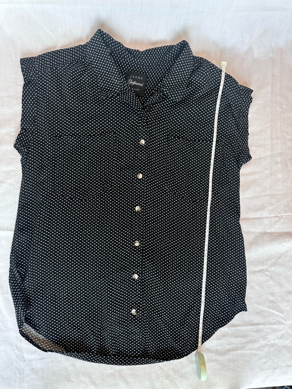 Jachs Black Dot Cap-Sleeve Button Down Shirt